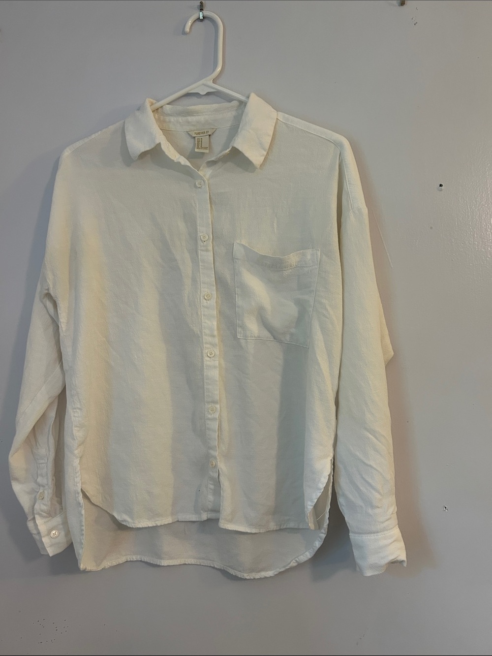 Forever 21 white Button-Down Shirt with Chest Pocket